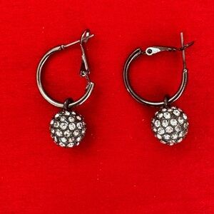Elegant Silver Hoop Earrings with Crystal Accents